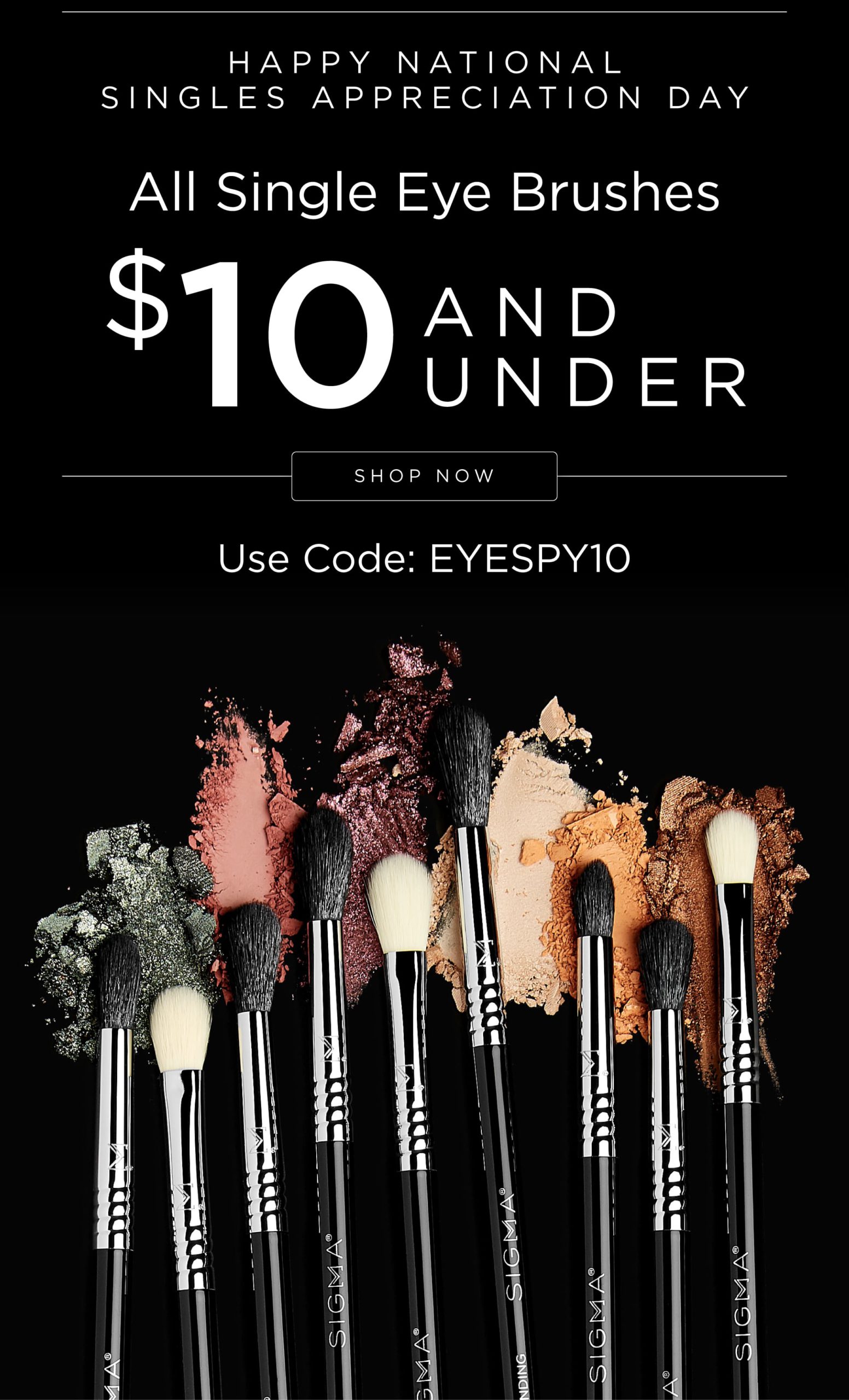 Singles Appreciation Day | All Single Eye Brushes $10 and under - Use Code: EYESPY10