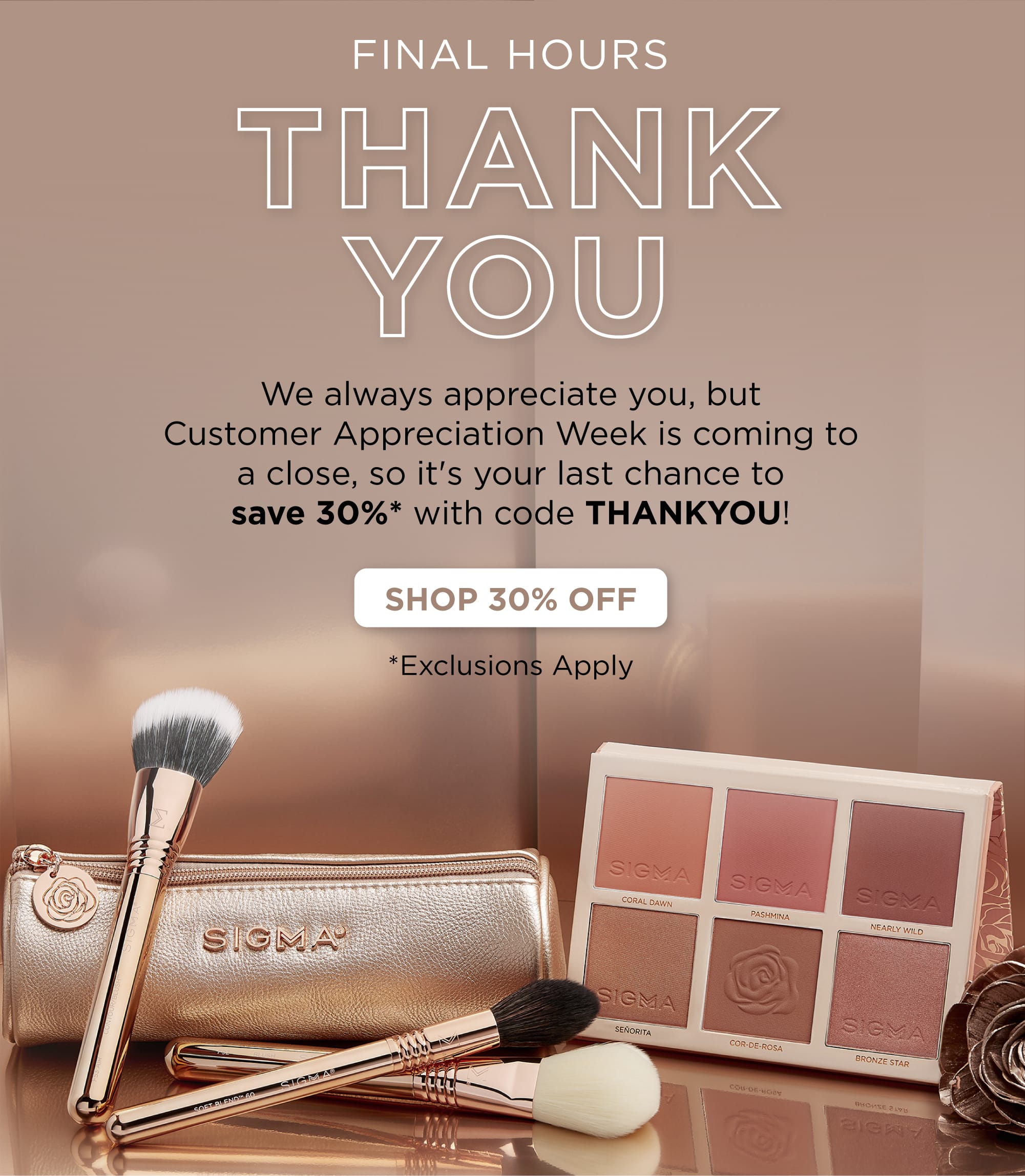 Final Day Customer Appreciation Week 30% off