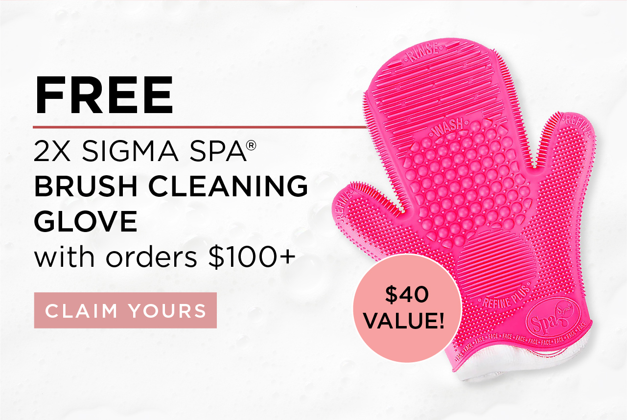 Free 2X Sigma Spa Brush Cleaning Glove with orders $100+